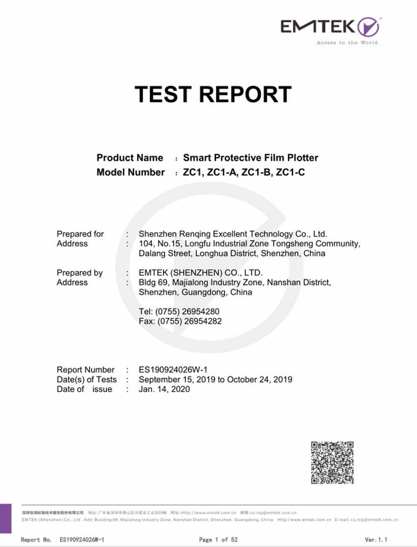 Smart Plotter FCC ES190924026W-1 WiFi2.4G FCC Report