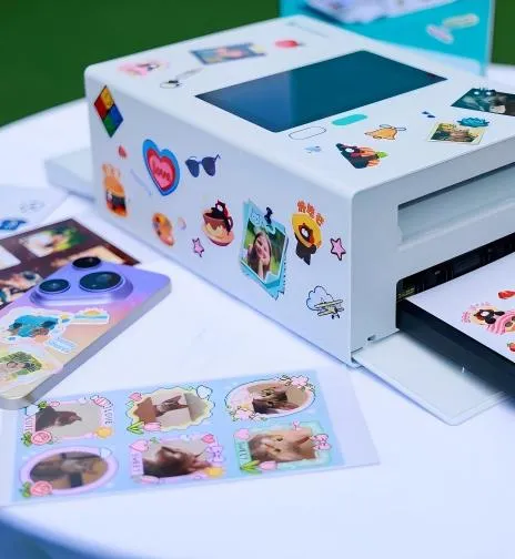 rock space photo sticker printer and cutter at huawei event